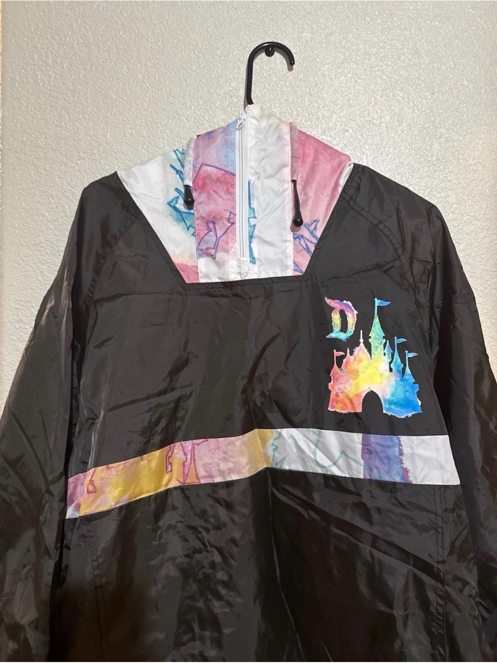 Disney Black Anorak Jacket with Pastel Watercolor Castle